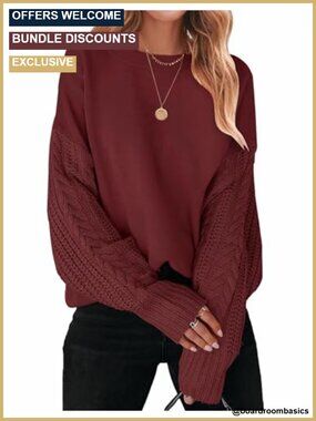 Cable Knit Oversized Sweater Long Sleeve Tunic Pullover